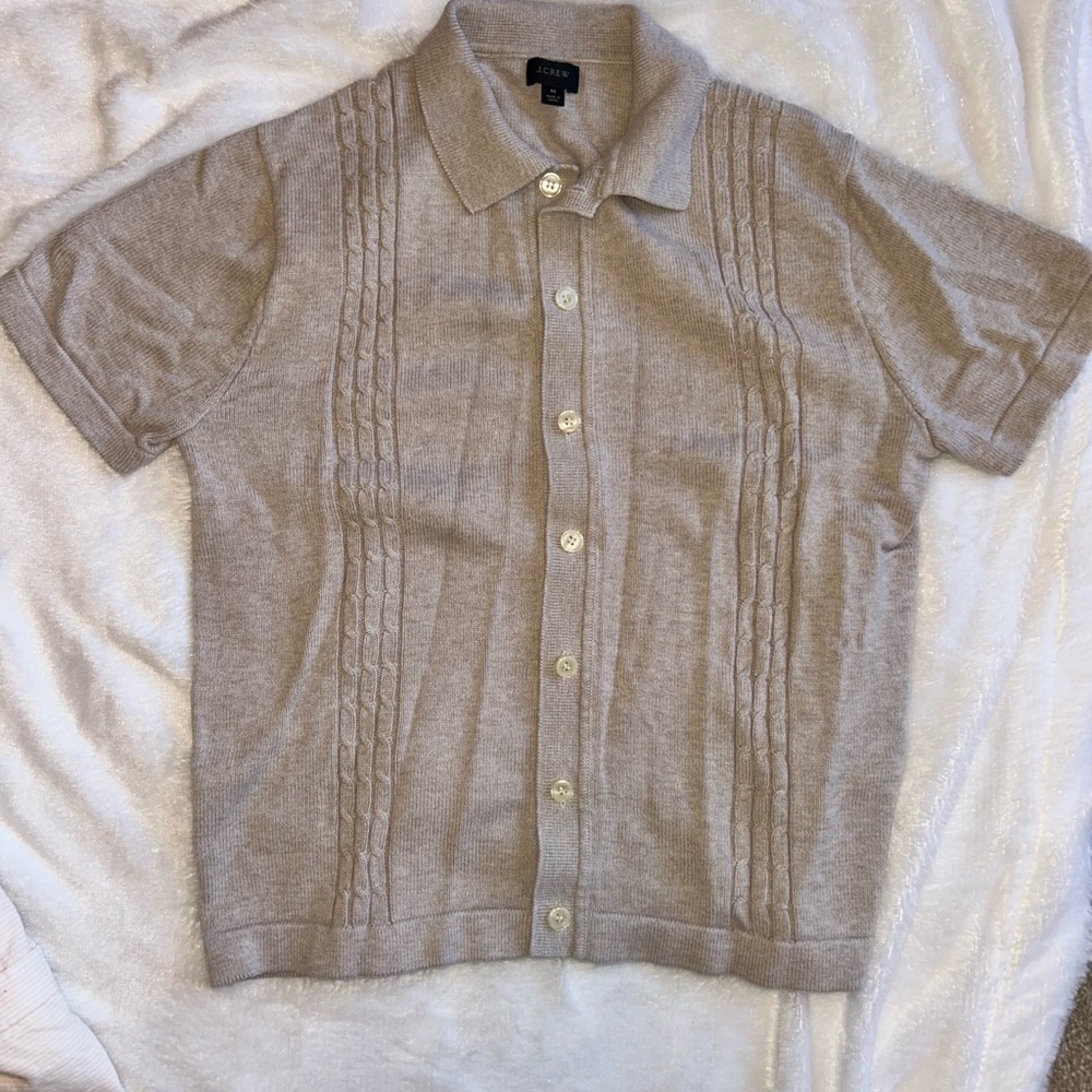 J. Crew Cream Knit Polo Shirt